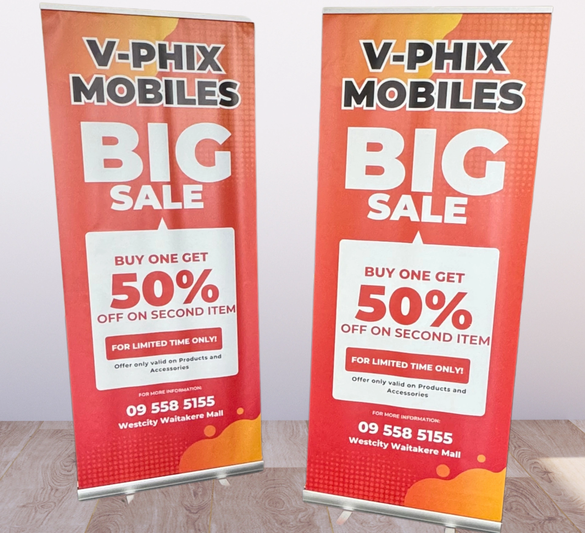 Pull up banners v- Phix mobiles in Auckland Henderson