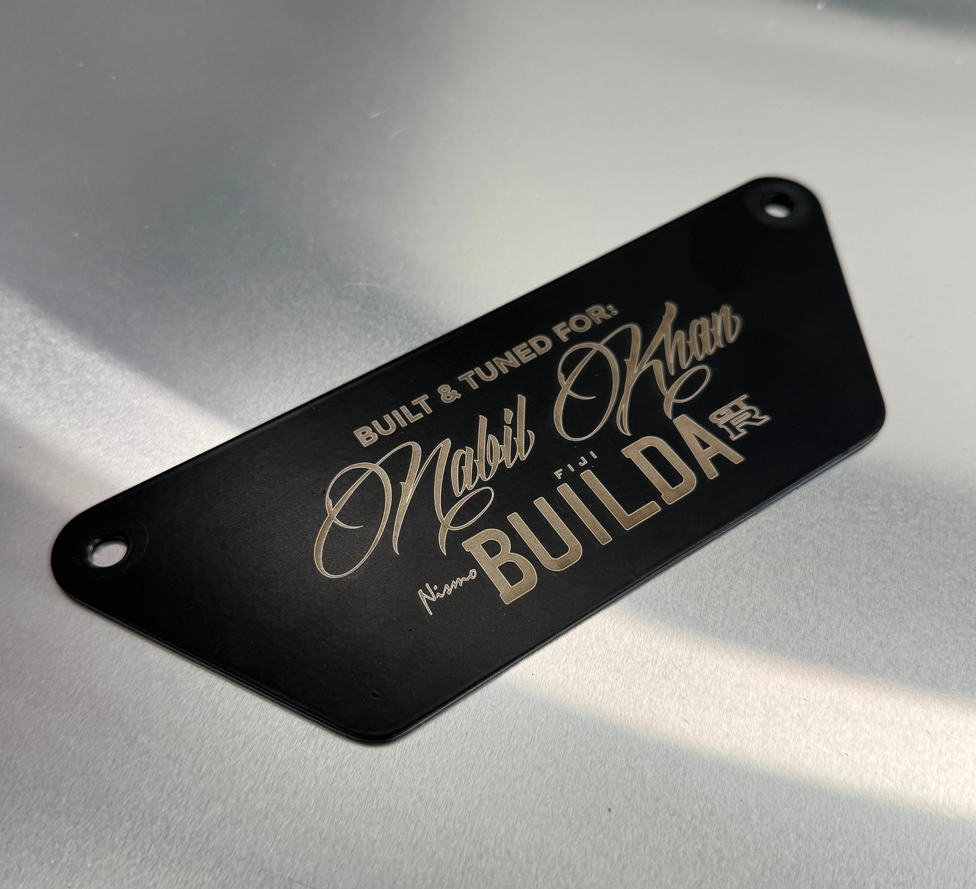 Custom Plate engraving for GTR r35 in Auckland Papatoetoe