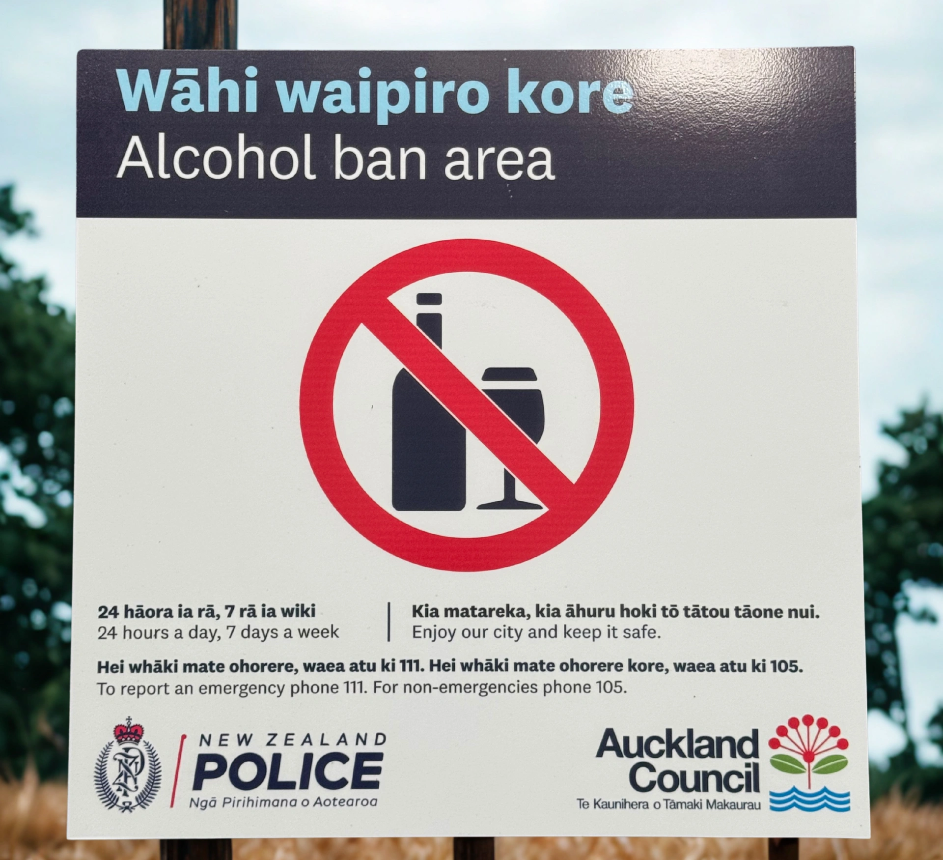 ACM Panel Auckland Council signage in Auckland Mission Bay